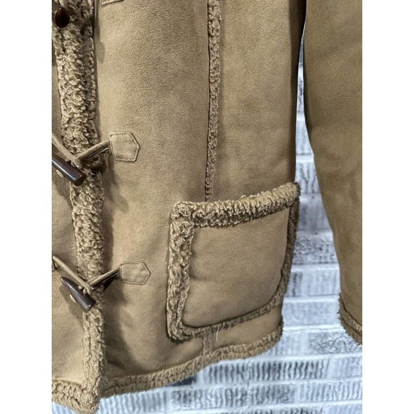 LL Bean Hooded Coat Sherpa Lined Toggle Closure Womens Size Medium Brown 0 GHP5 - Picture 12 of 13